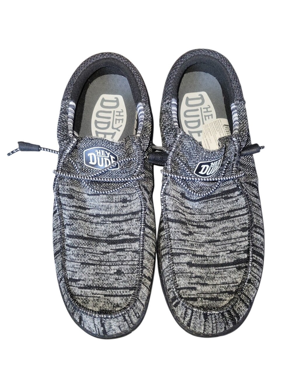 Hey Dude Wally Men's Slip-On Stretch Knit Loafers in Black and Gray US 13 EU 46